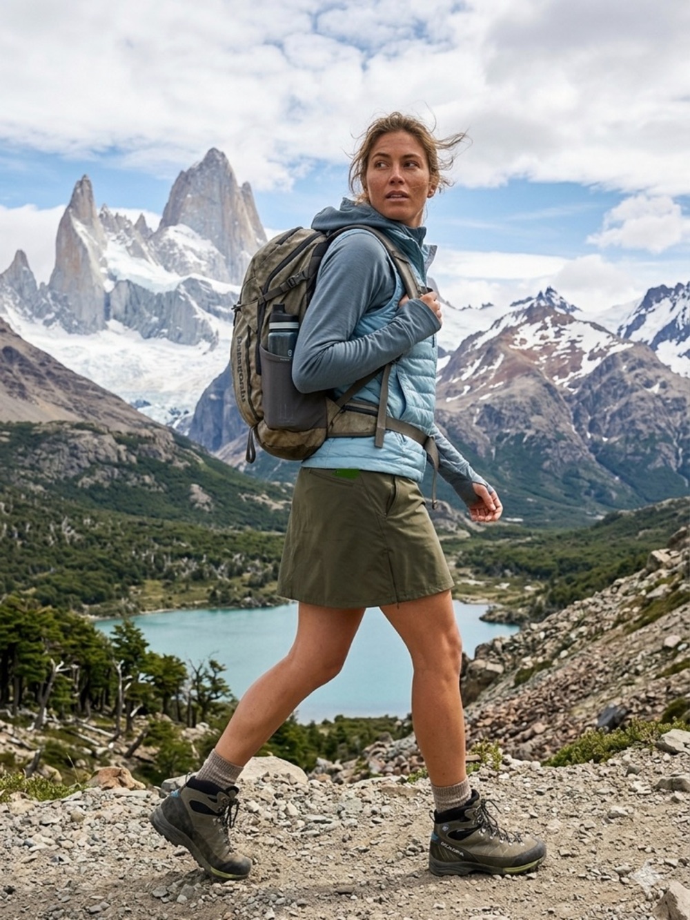 Patagonia Duway Skirt Size 8 Olive Green Hiking Skort DWR Finish